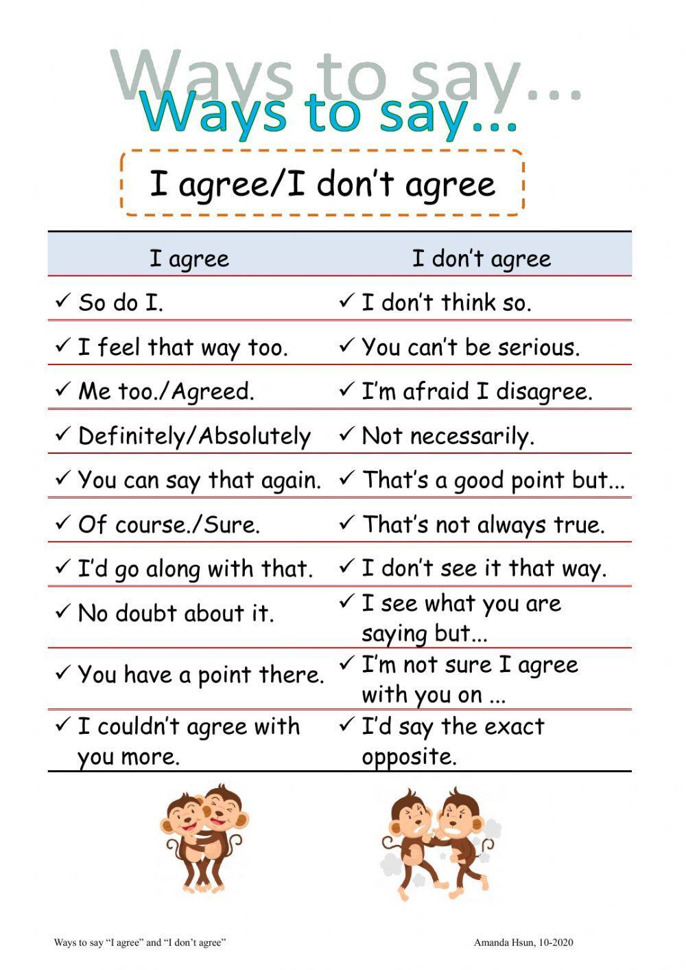 Ways to say agree and disagree