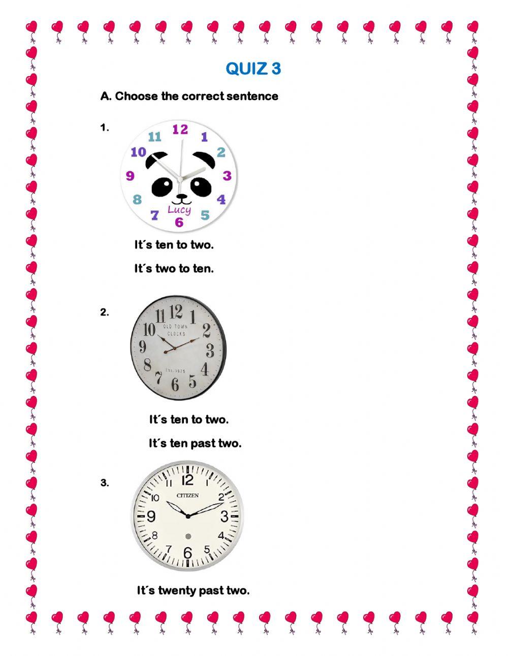 Telling the time and household activities
