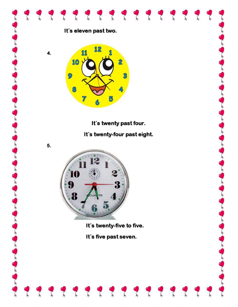 Telling the time and household activities