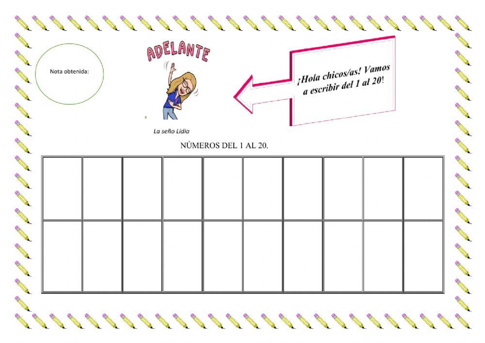 Numeración hasta el 20.