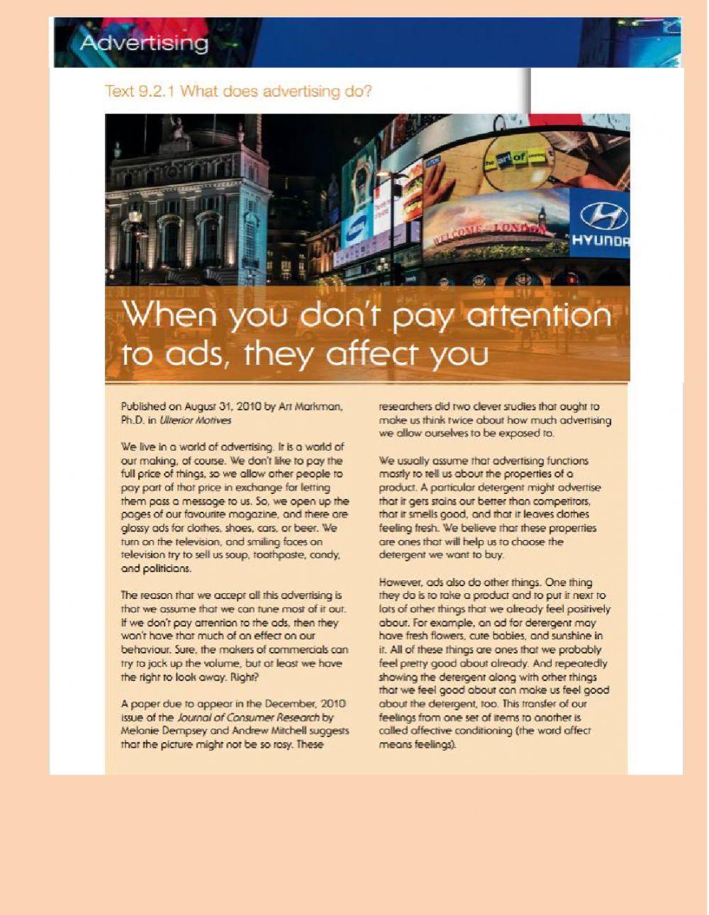 Advertising | Free Interactive Worksheets | 6121756