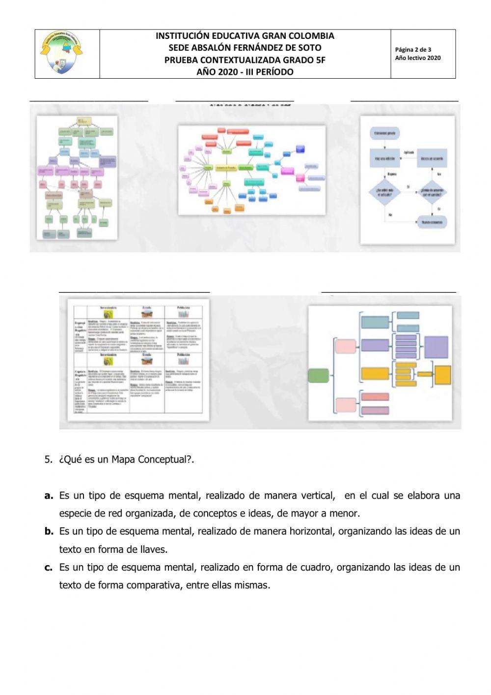 PRUEBA CONTEXTUALIZADA DE LENGUA CASTELLANA. GRADO 5F