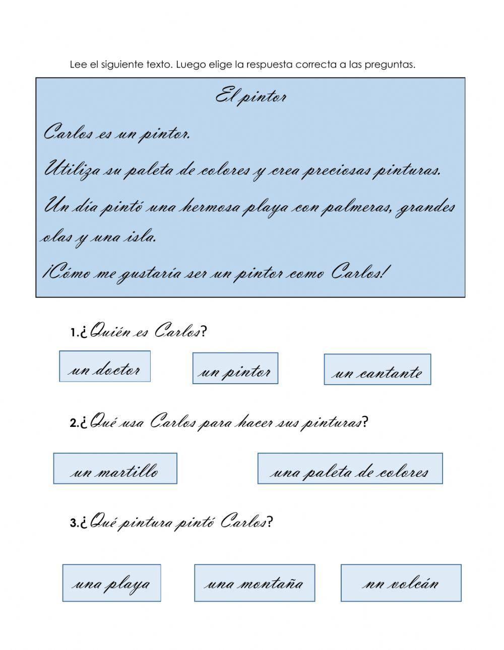 Completar palabras y lectura