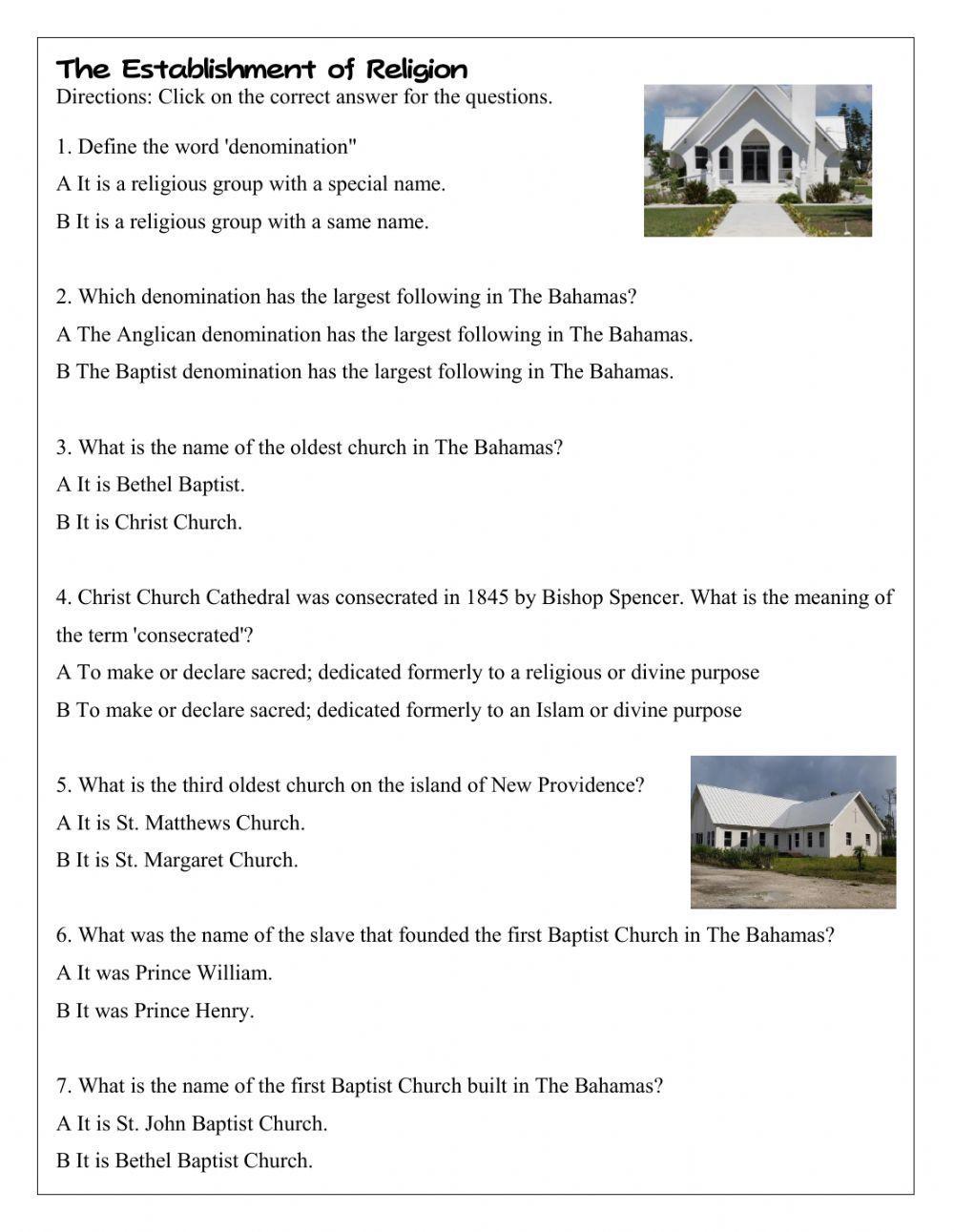 The Establishment of Religion in The Bahamas