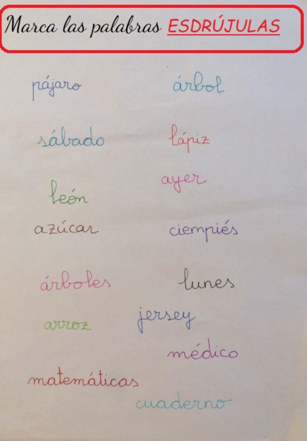 Palabras esdrújulas