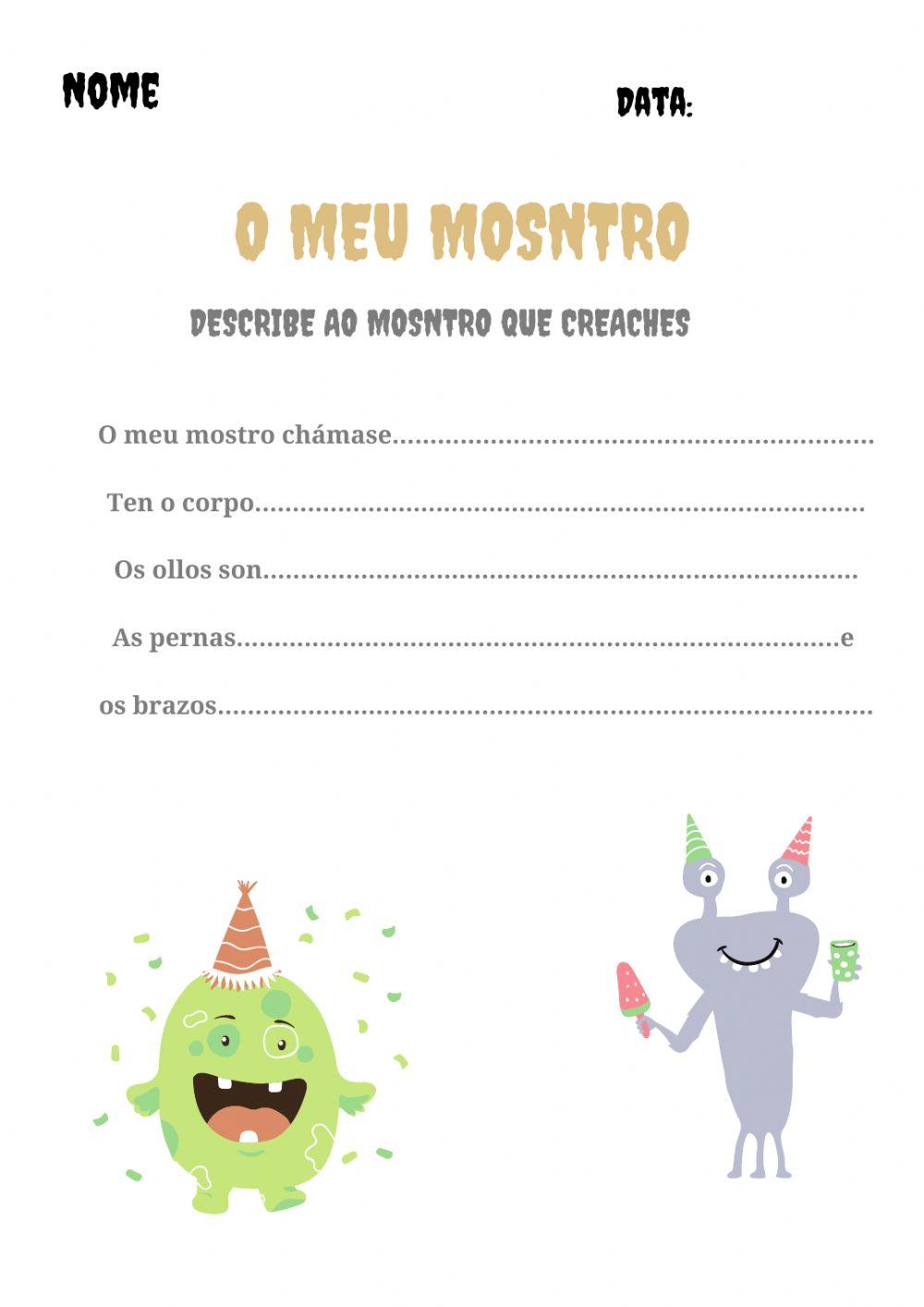 Descrición o meu mosntro