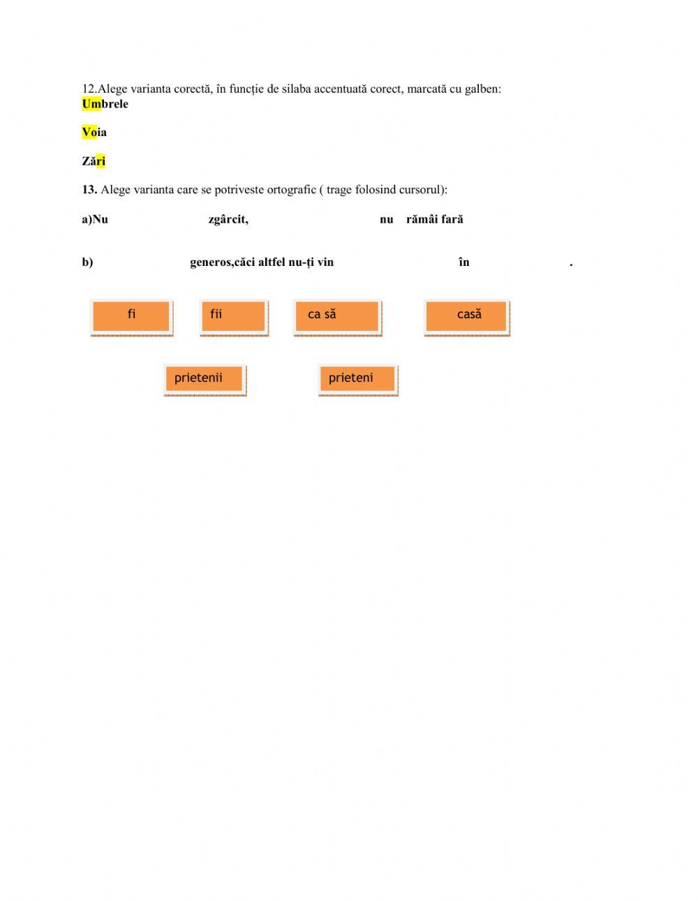 Evaluare clasa a V-a Unitatea I