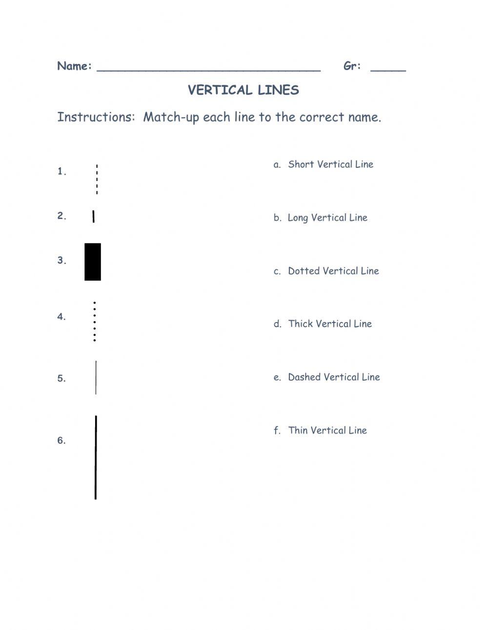 Vertical Line interactive worksheet | Live Worksheets