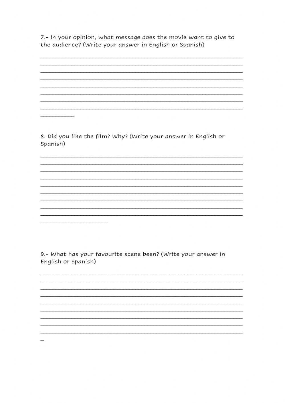 Green book worksheet