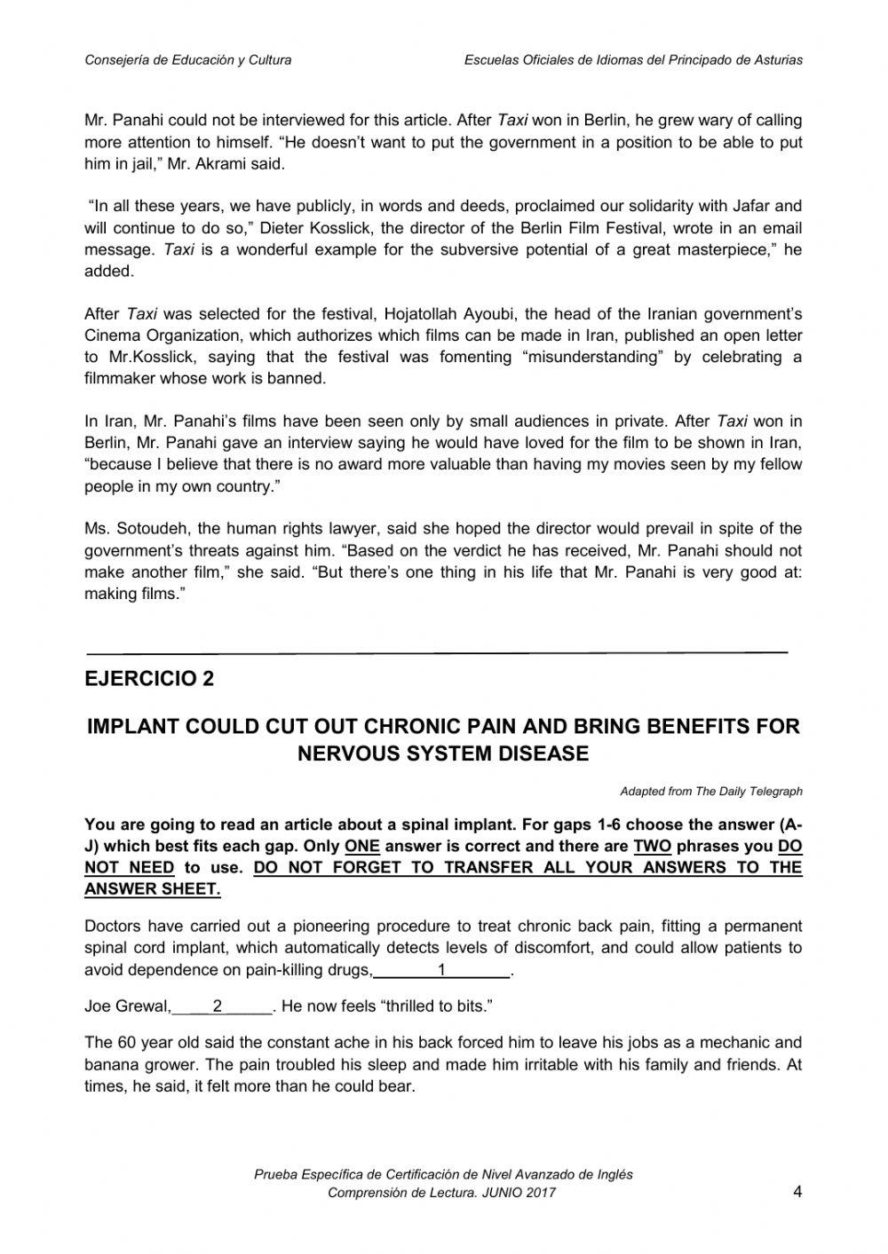 B2 READING TEST EDUCASTUR JUN 2017