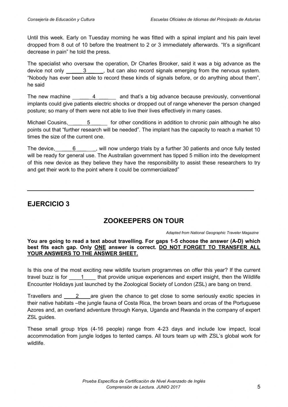 B2 READING TEST EDUCASTUR JUN 2017