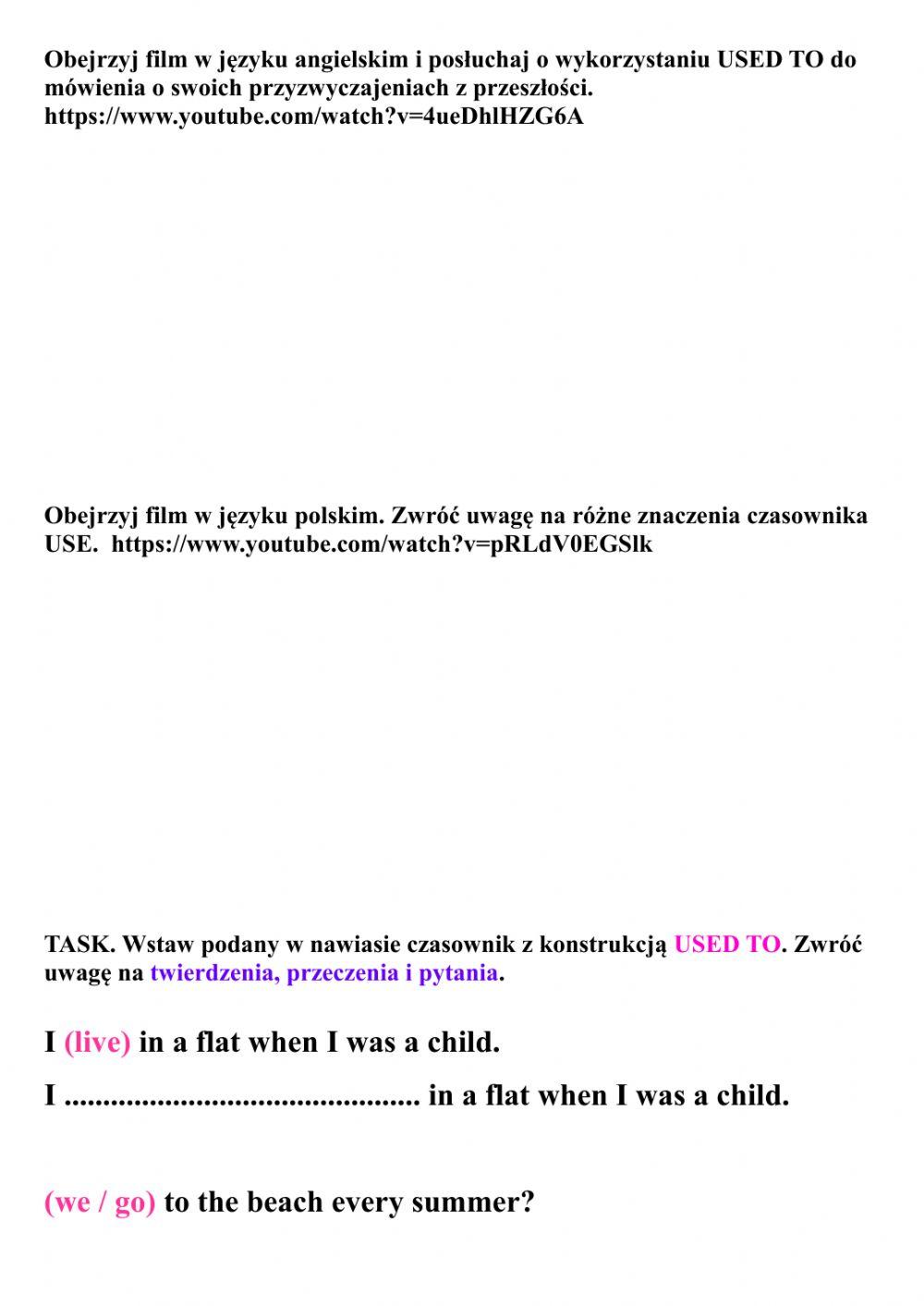 Used to+ bezokolicznik