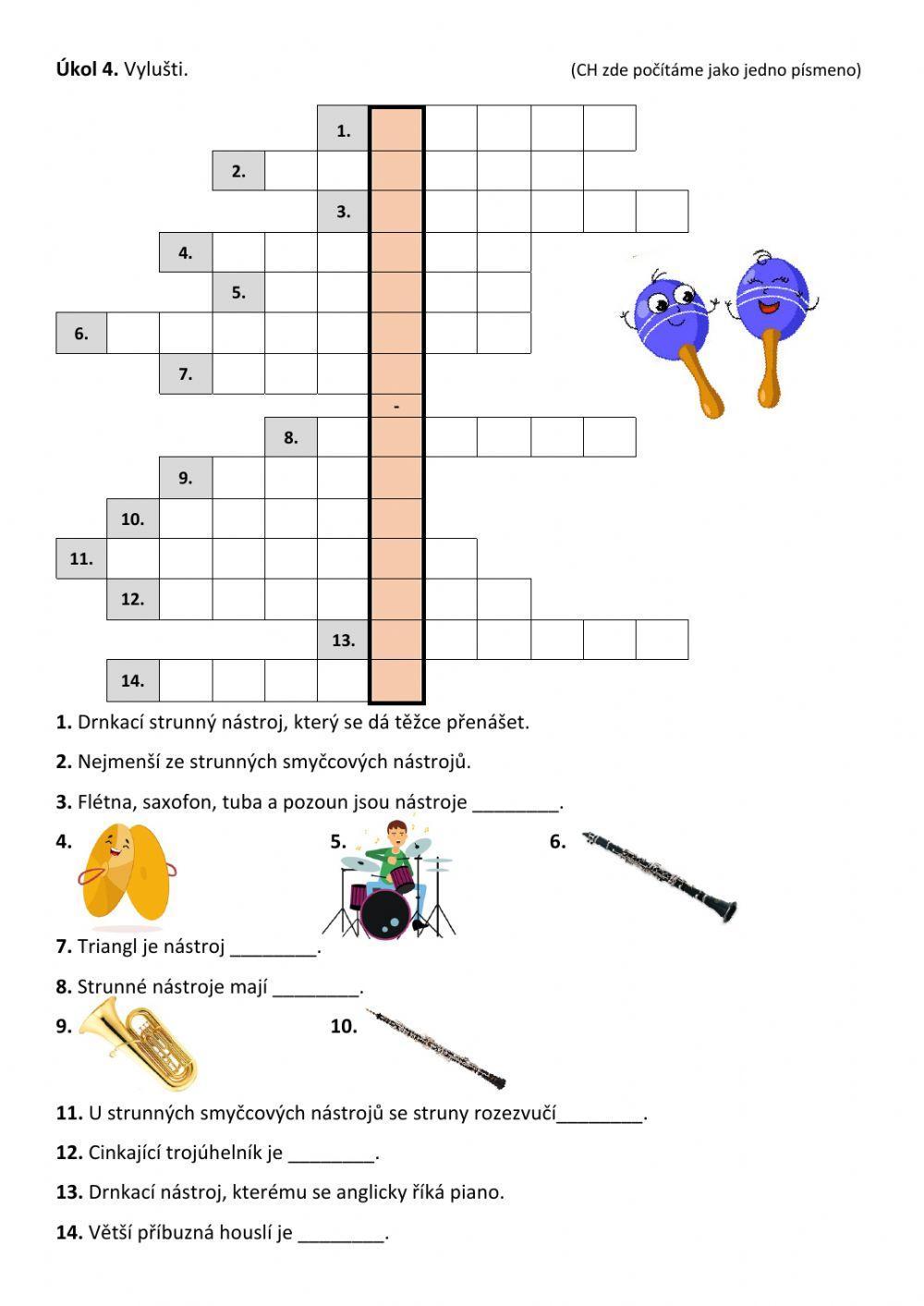 Pracovní list - Hudební nástroje