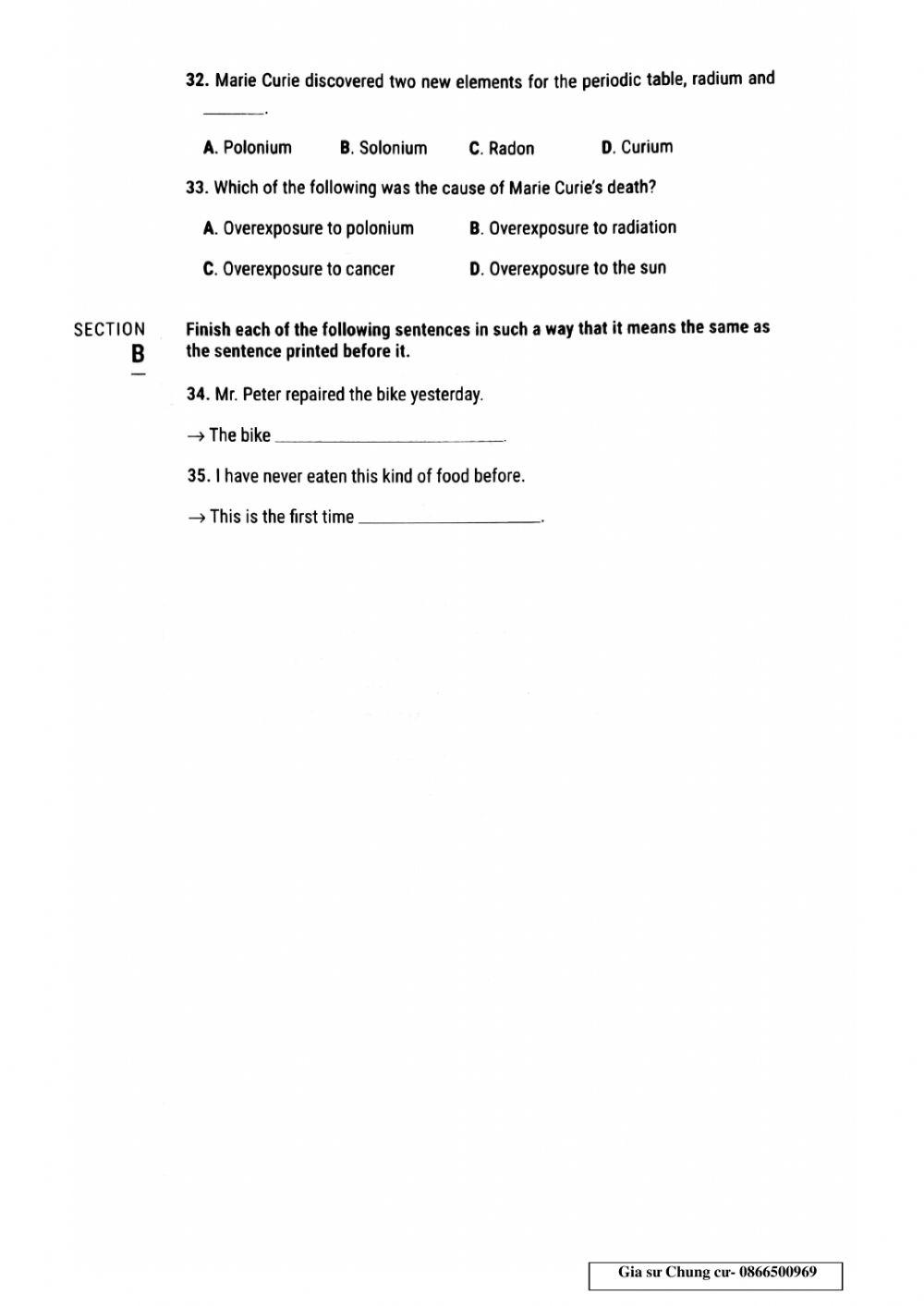 Lớp 10-Bài kiểm tra hk 1