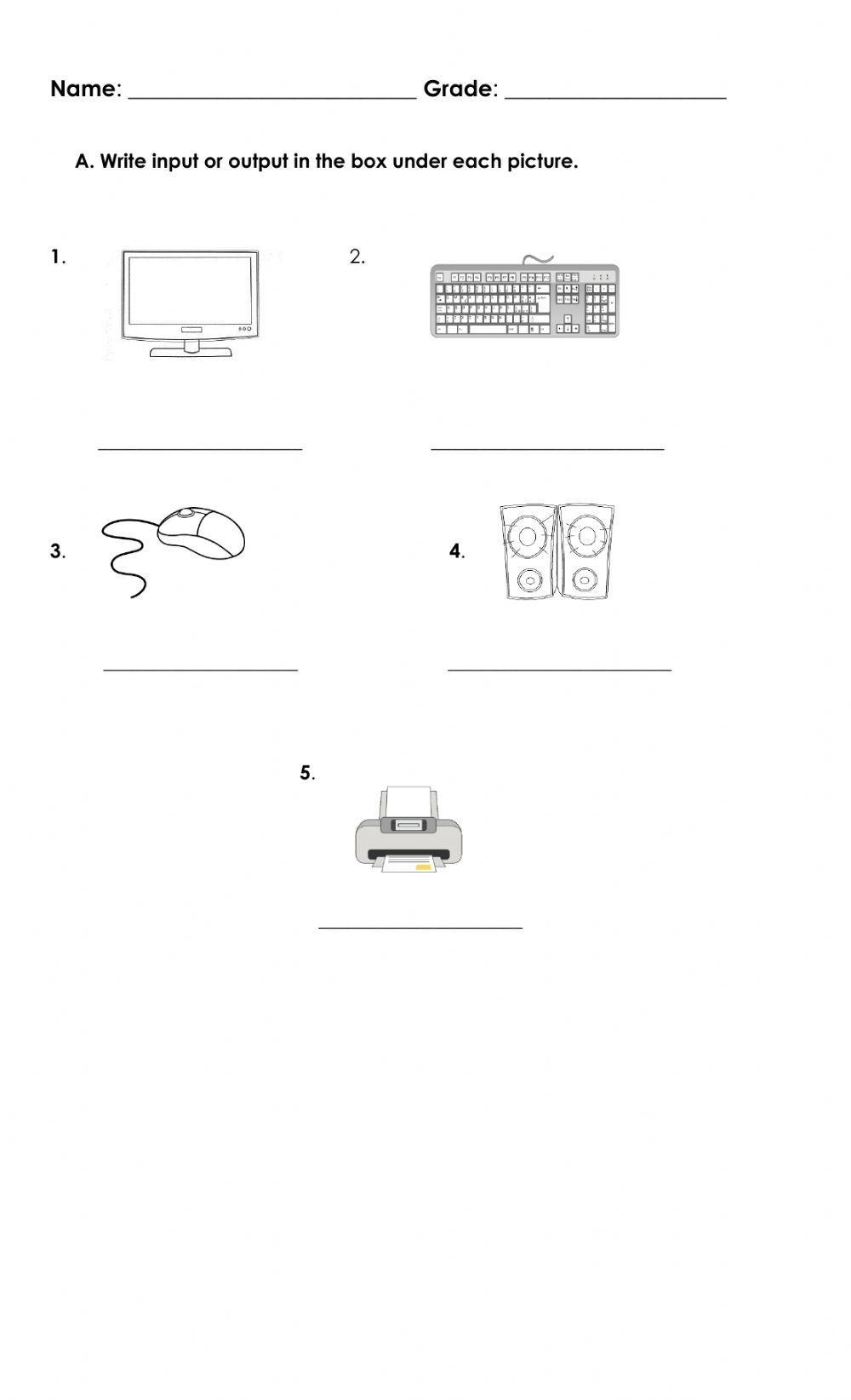 Grade 3 Lesson 3: Input and Output Devices