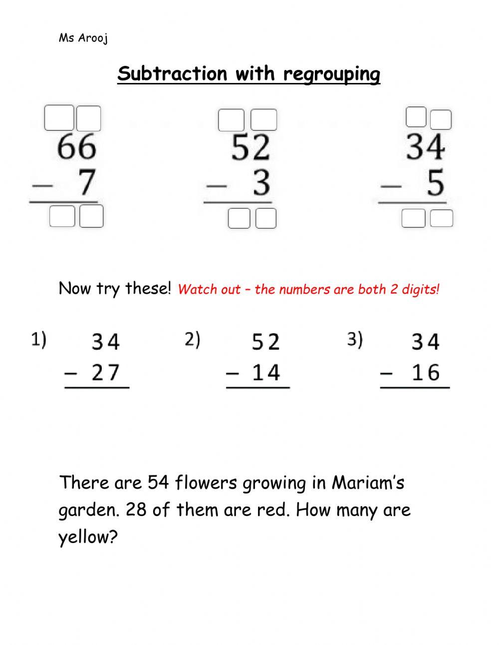 Subtraction with regrouping