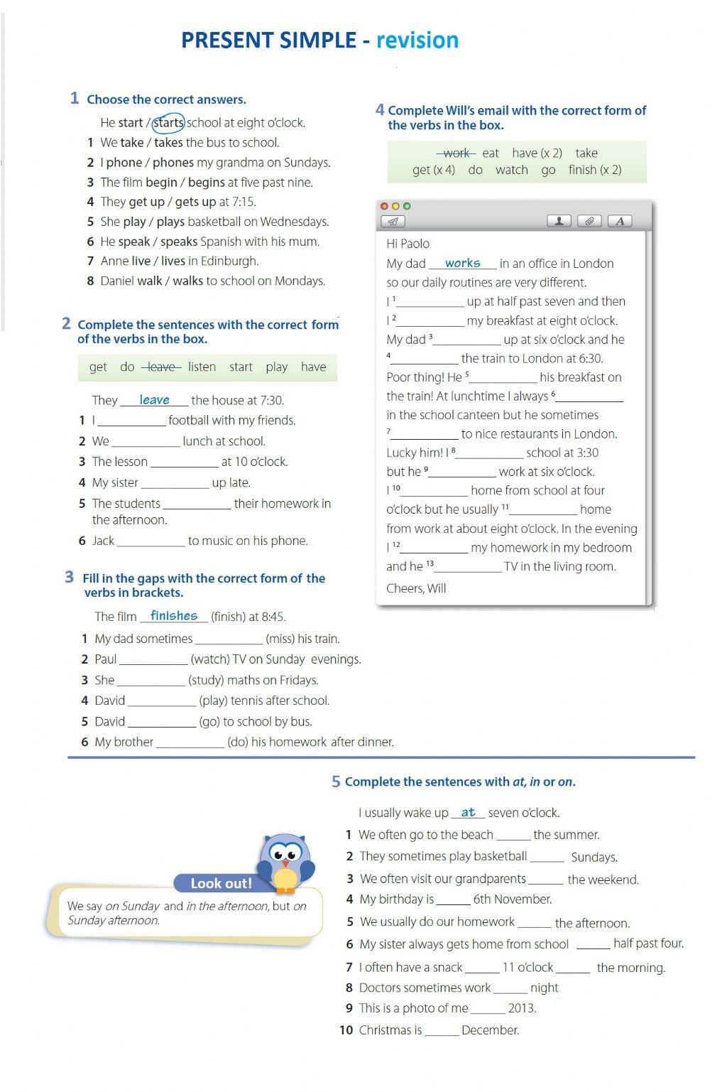 Present simple - affirmative revision