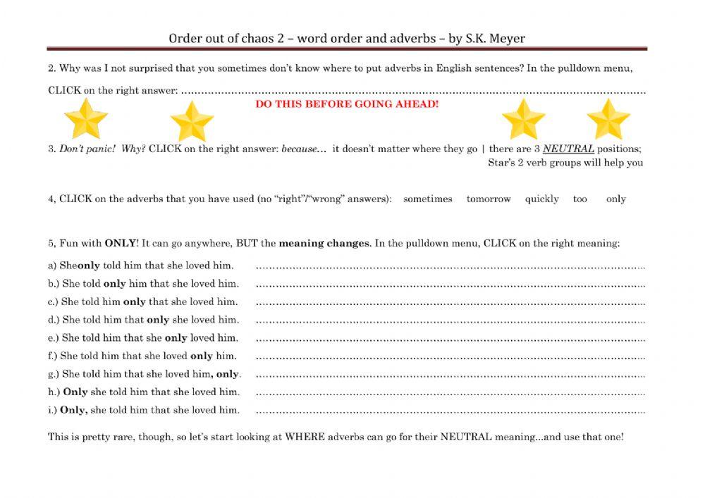 SMT-order out of chaos 2-word order with adverbs-all