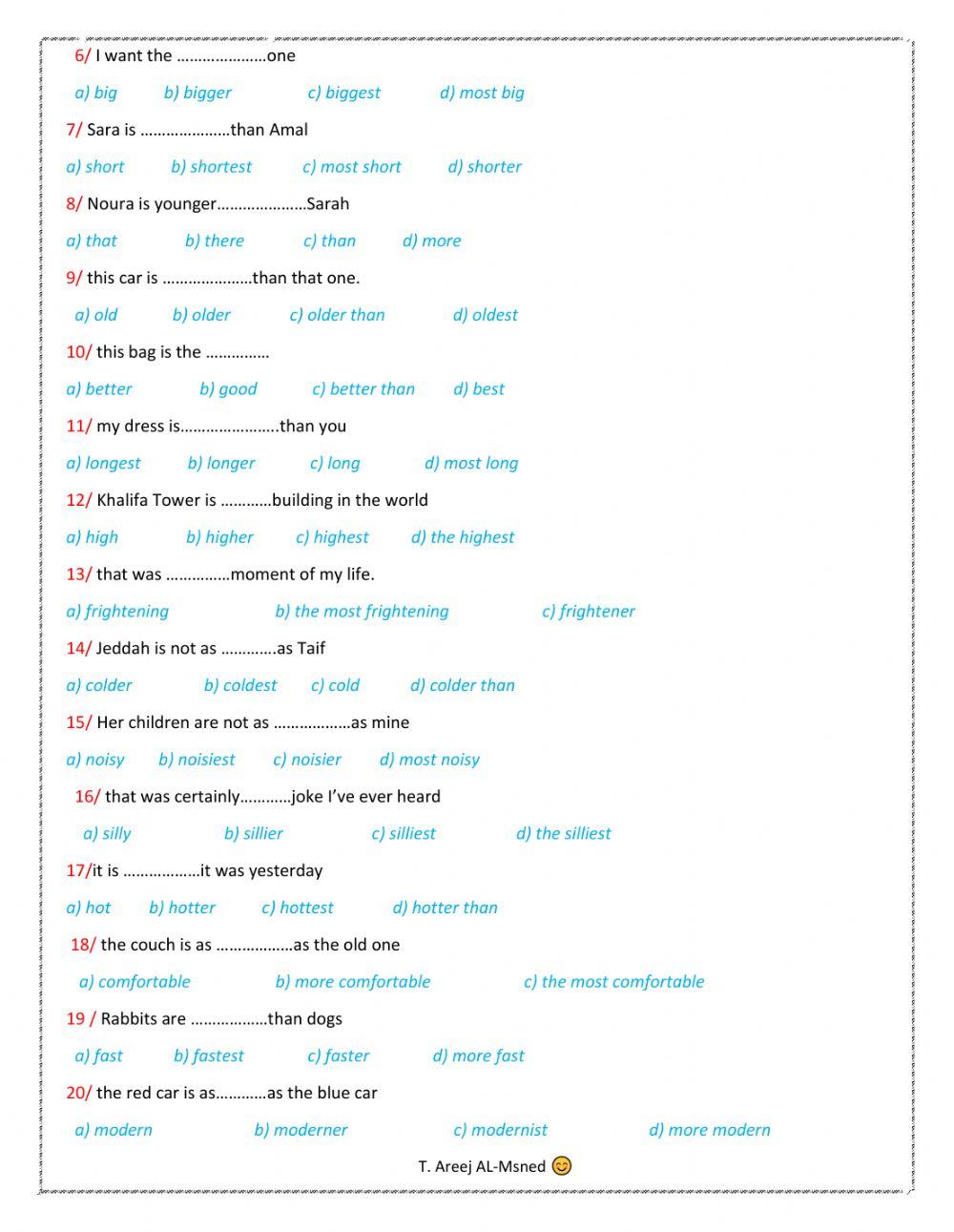 Comparative and superlative