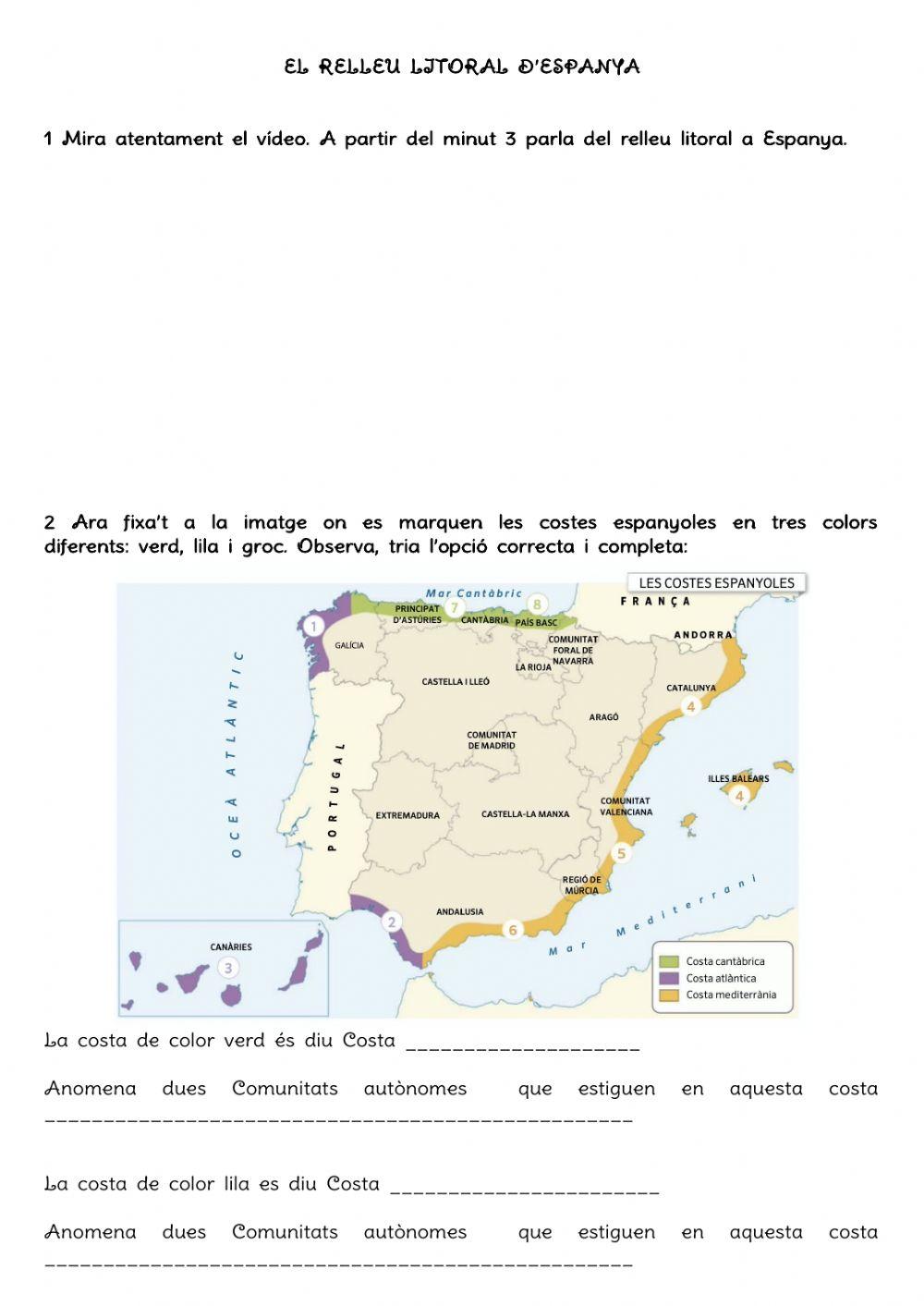 El relleu litoral d'Espanya