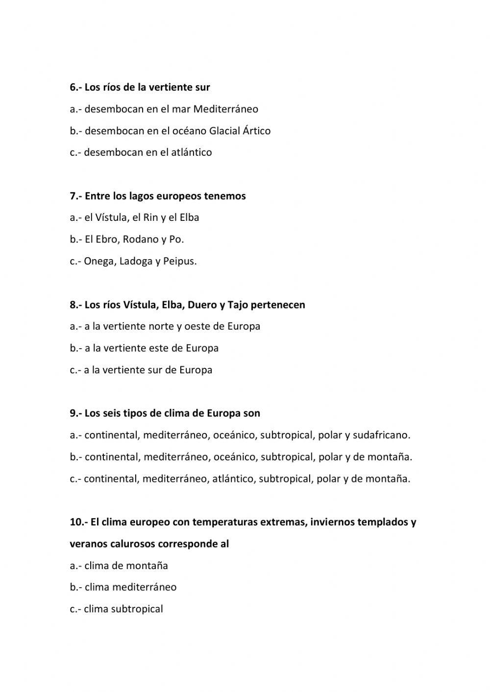 Europa: relieve, hidrografia y climas