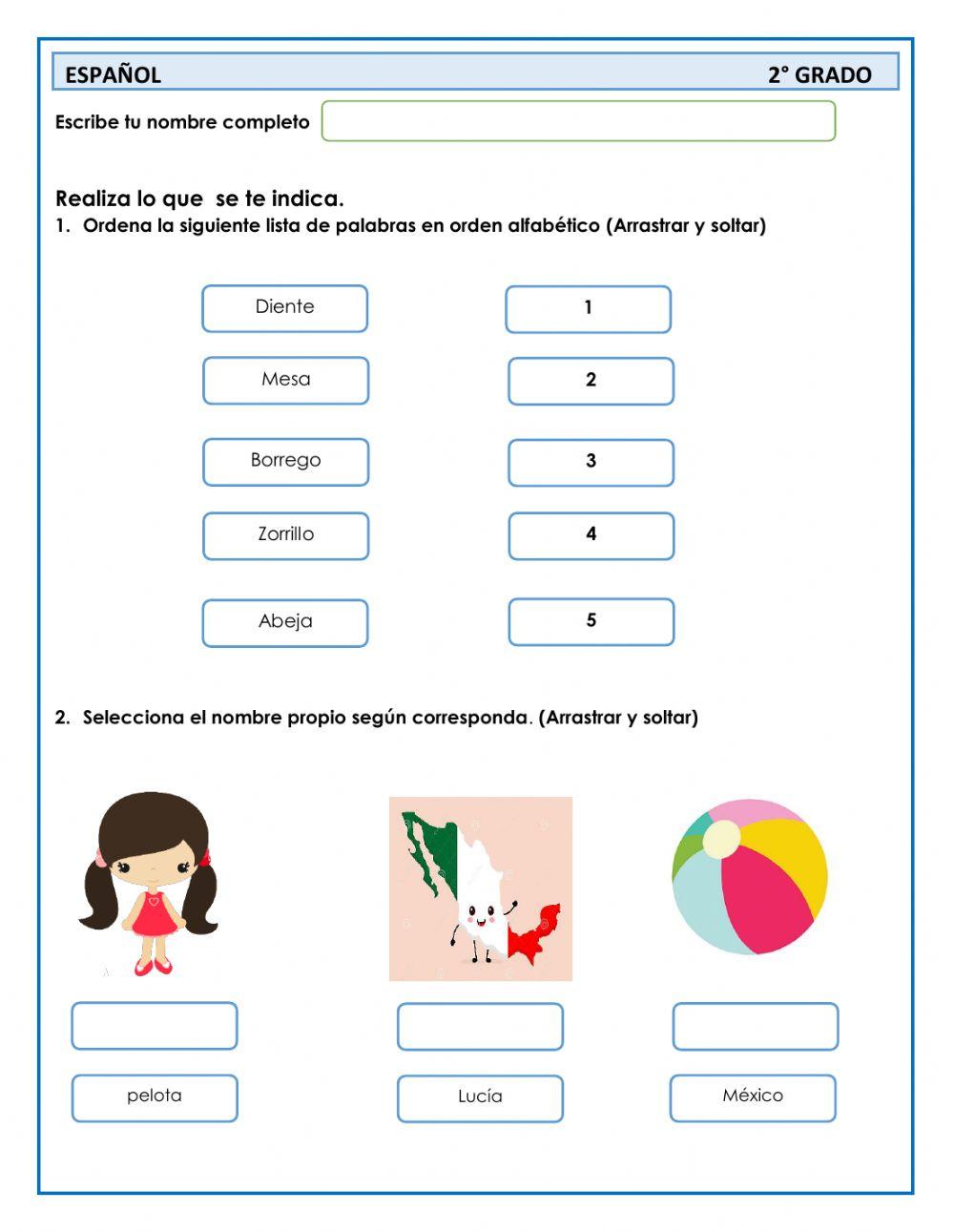 Español activity for Segundo de primaria | Live Worksheets Español activity for Segundo de primaria | Live Worksheets