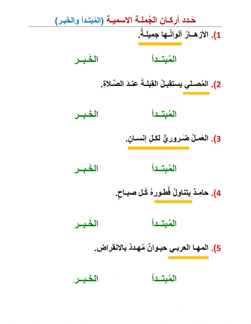 تحديد أركان الجملة الاسمية-2