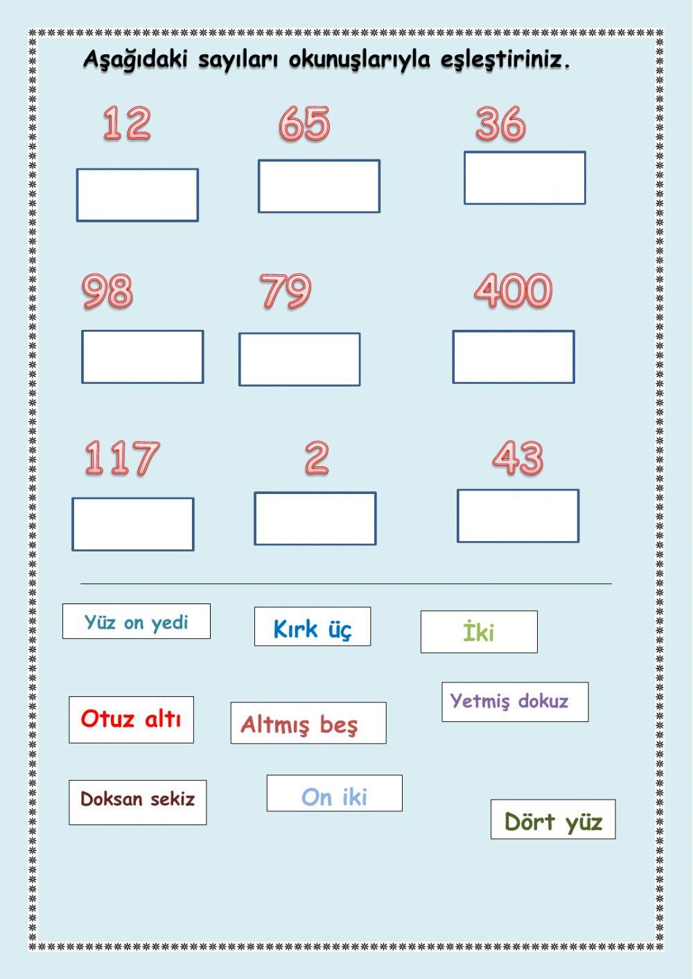 Sayılar ve okunuşları