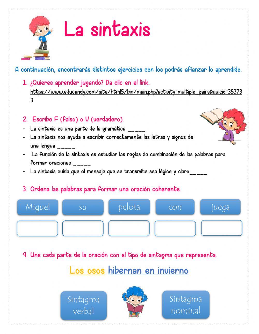 La sintaxis worksheet | Live Worksheets