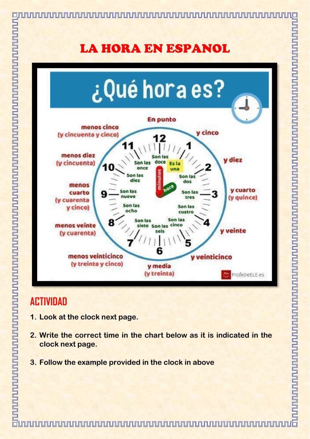 La hora en espanol
