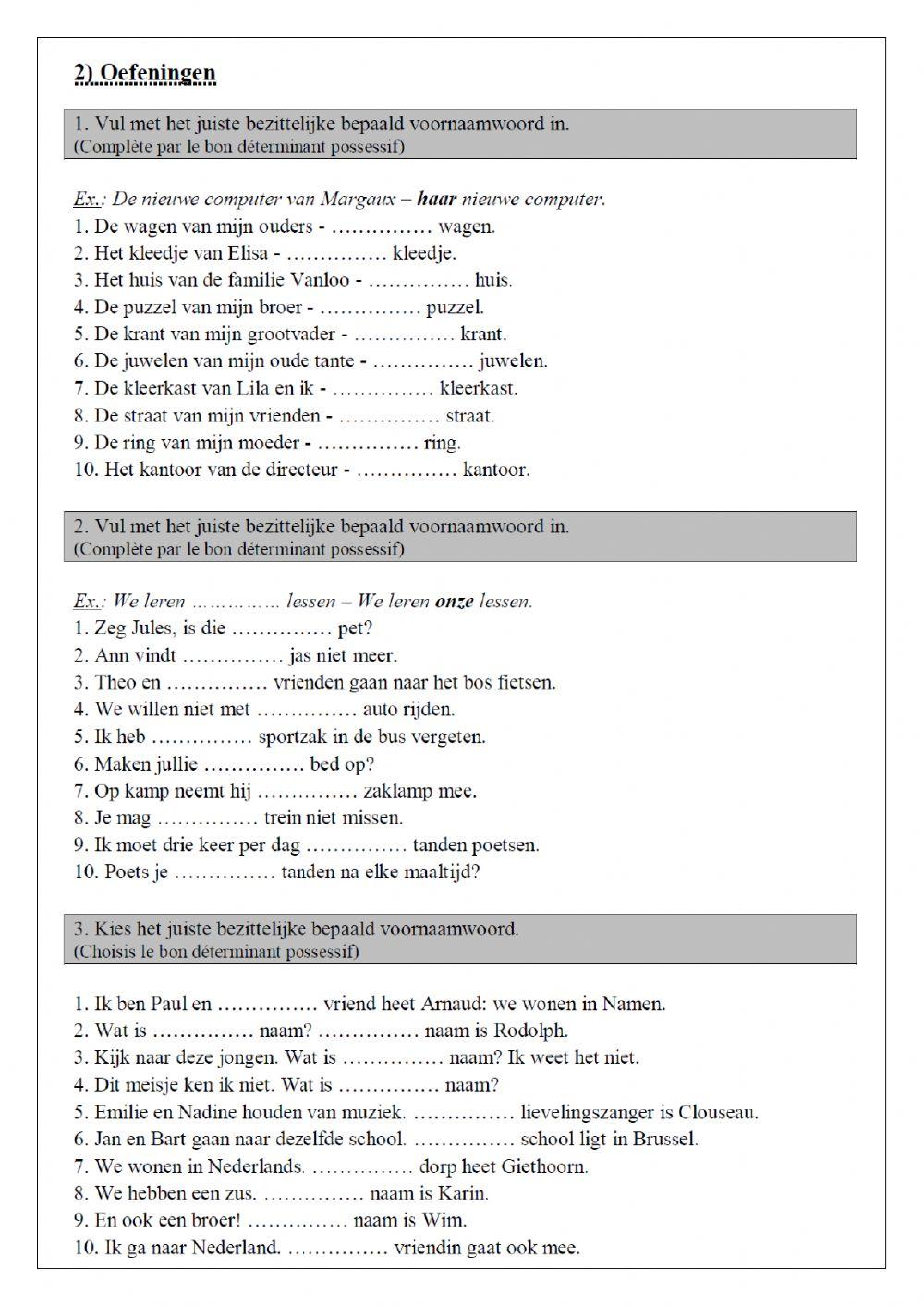 Gr bezittelijke voornaamwoorden (2)