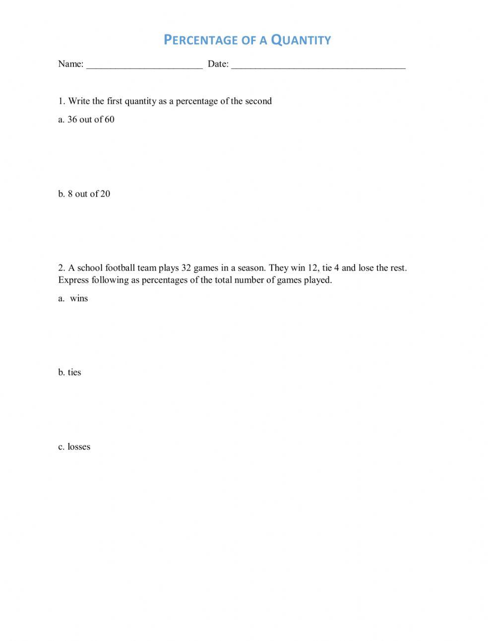 Percentage of a Quantity