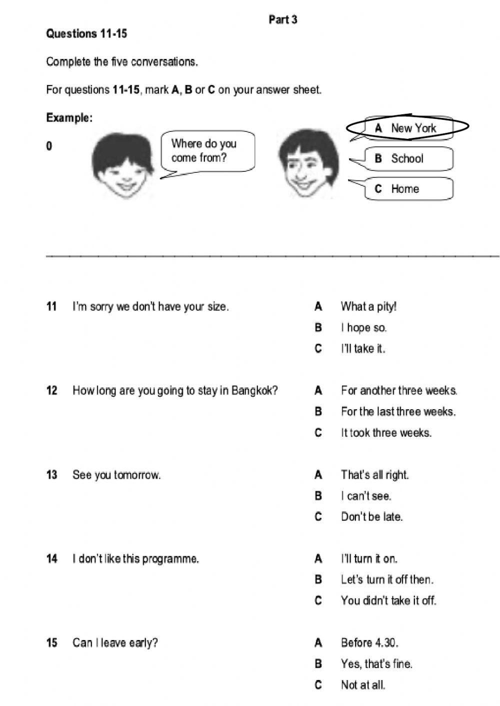 General use of English KET TEST - Reading