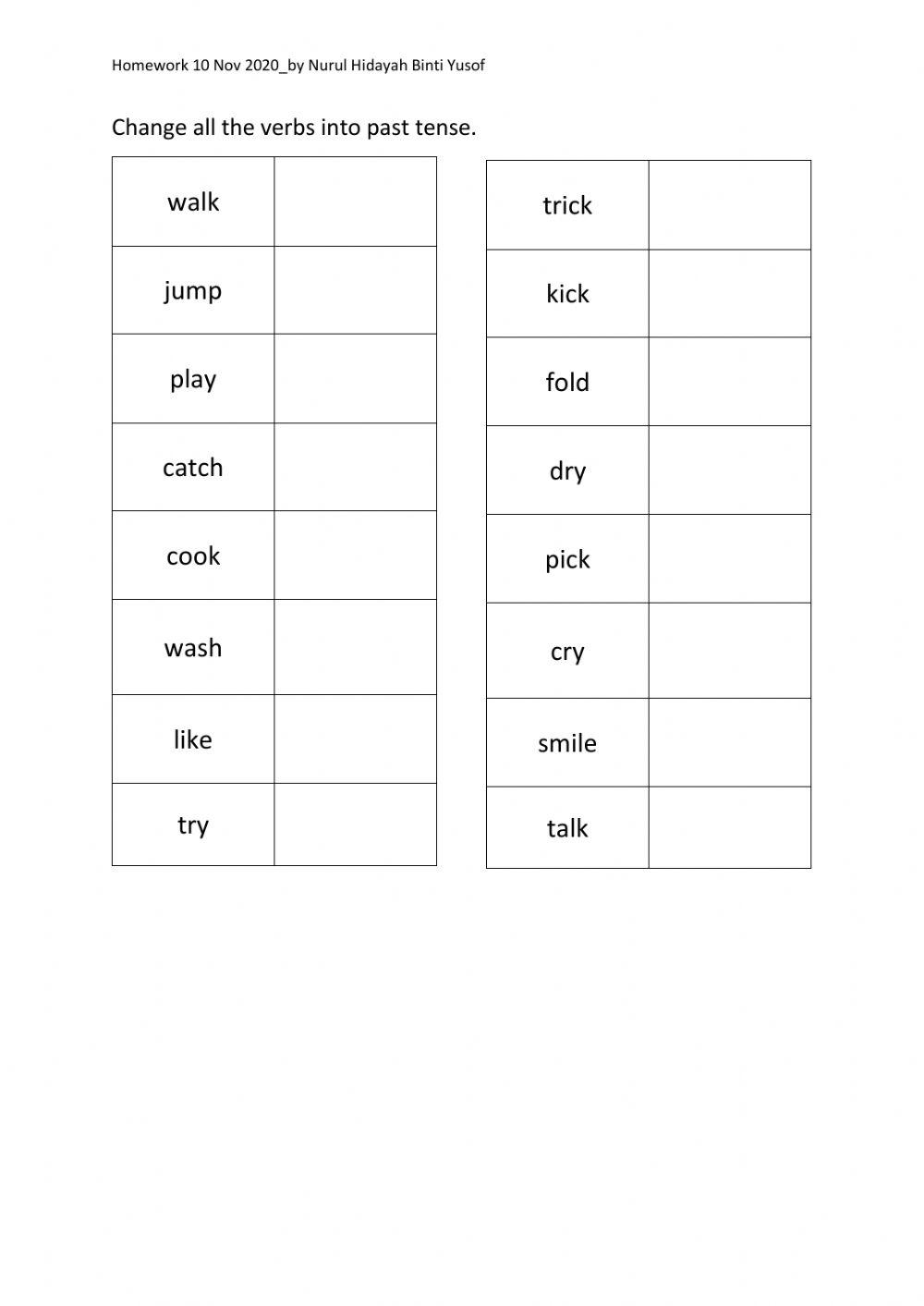 SImple Past Tense-Regular Verbs
