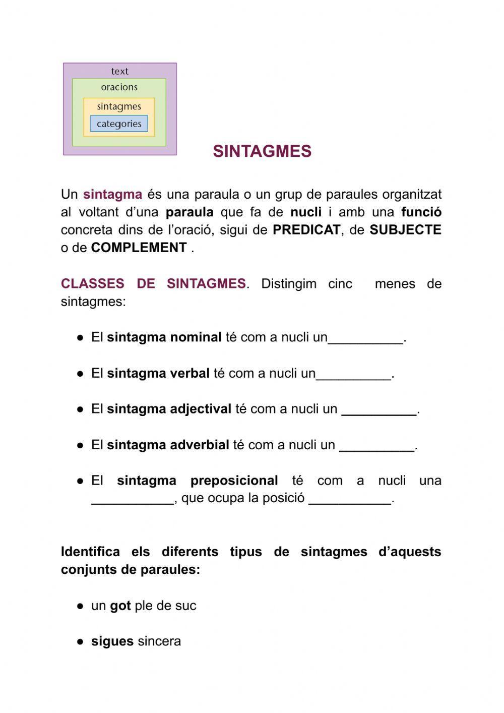 Classes de sintagmes