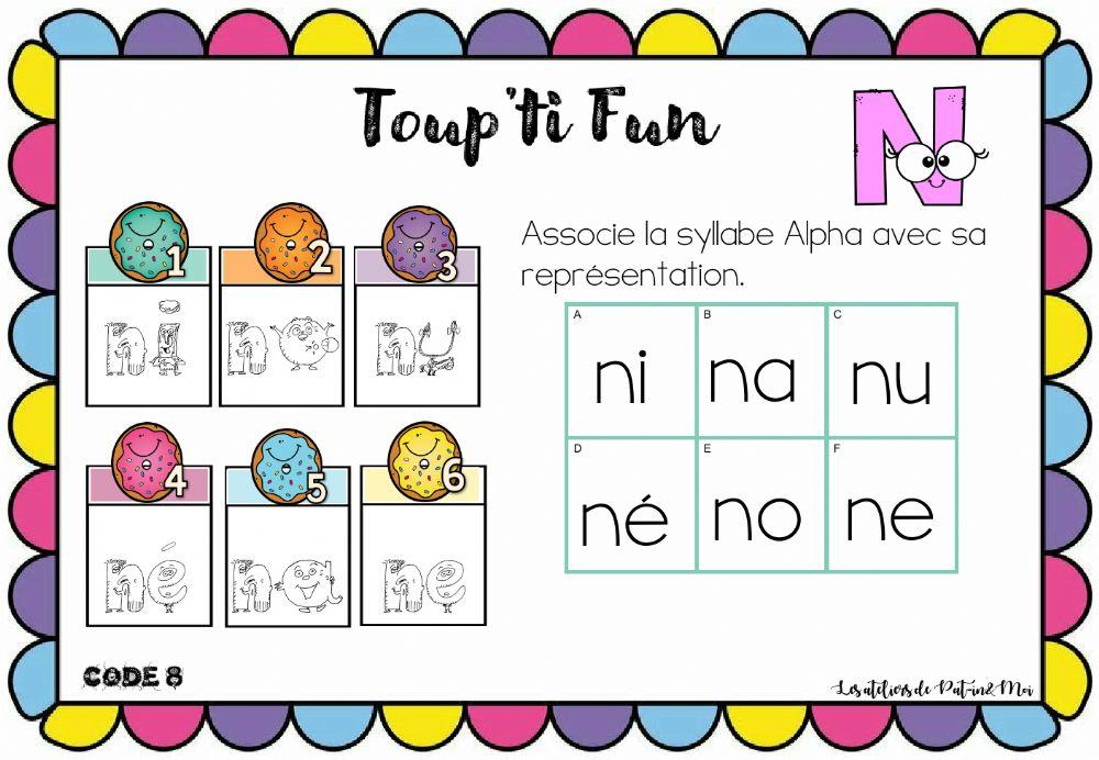 Toup'ti Fun - N - associe la syllabe alpha à sa représentation (Pat-in&Moi)