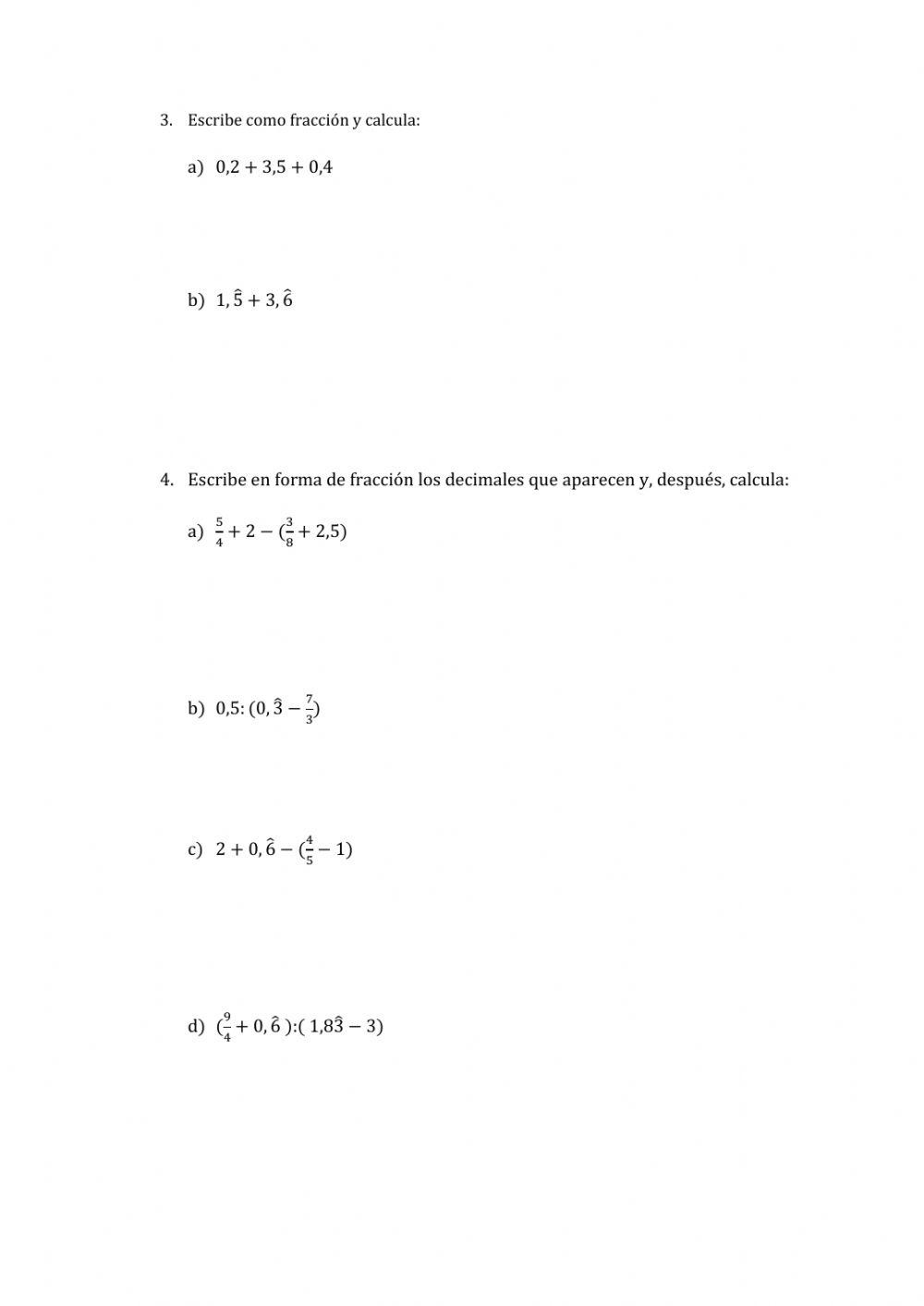 2º ESO paso de decimal a fracción