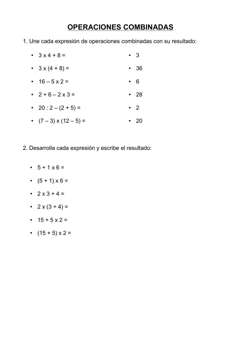 Operaciones combinadas