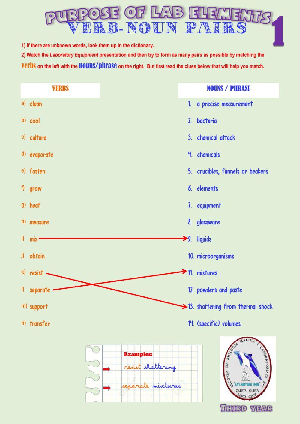 Third Year - Verb Noun Pairs 1
