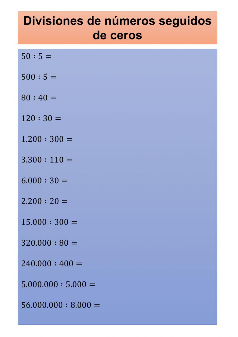 Multiplicar y dividir números naturales con ceros Multiplicar y dividir números naturales con ceros