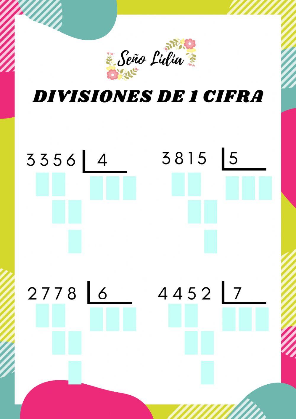 Divisiones de 1 cifra