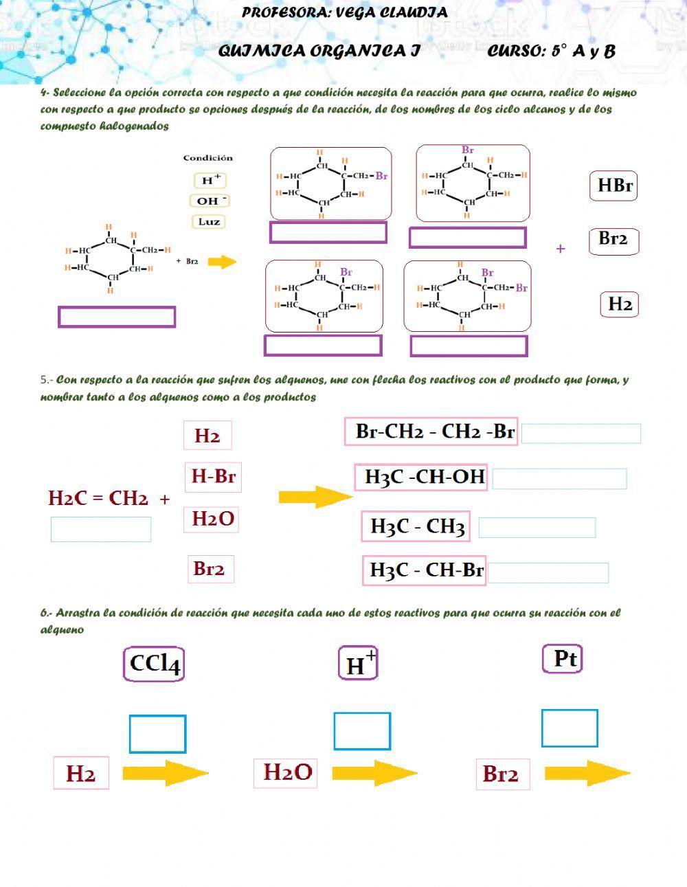 Reacciones de alcanos y insaturados