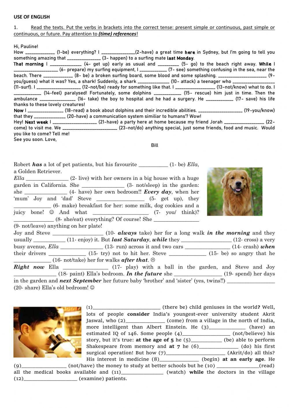 4th grade - Final exam revision - Use of English