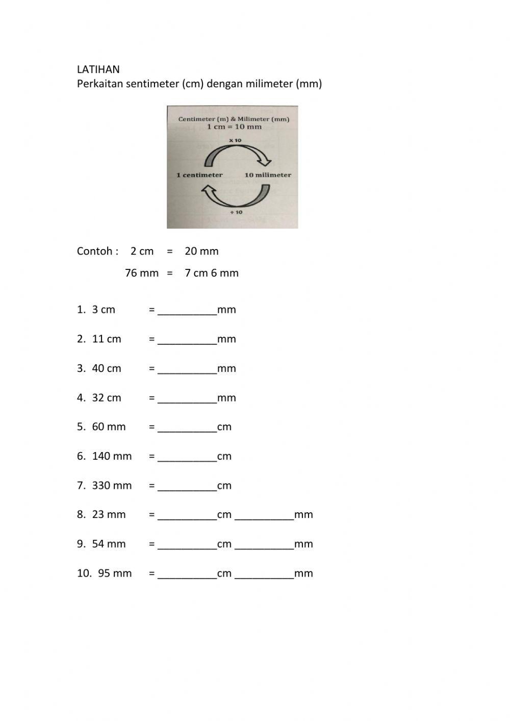 Latihan pertukaran unit cm m km m
