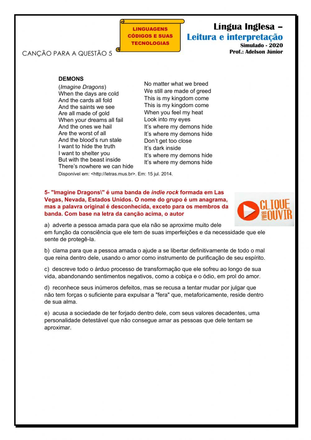 Simulado ( Enem) Inglês