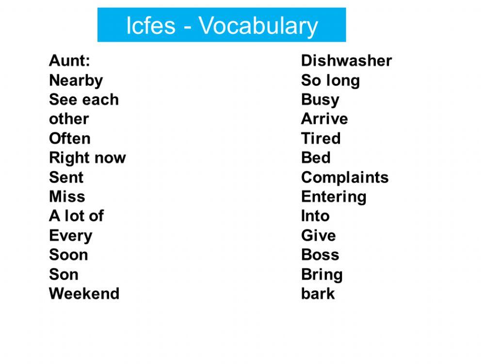 Icfes vocabulario en Ingles