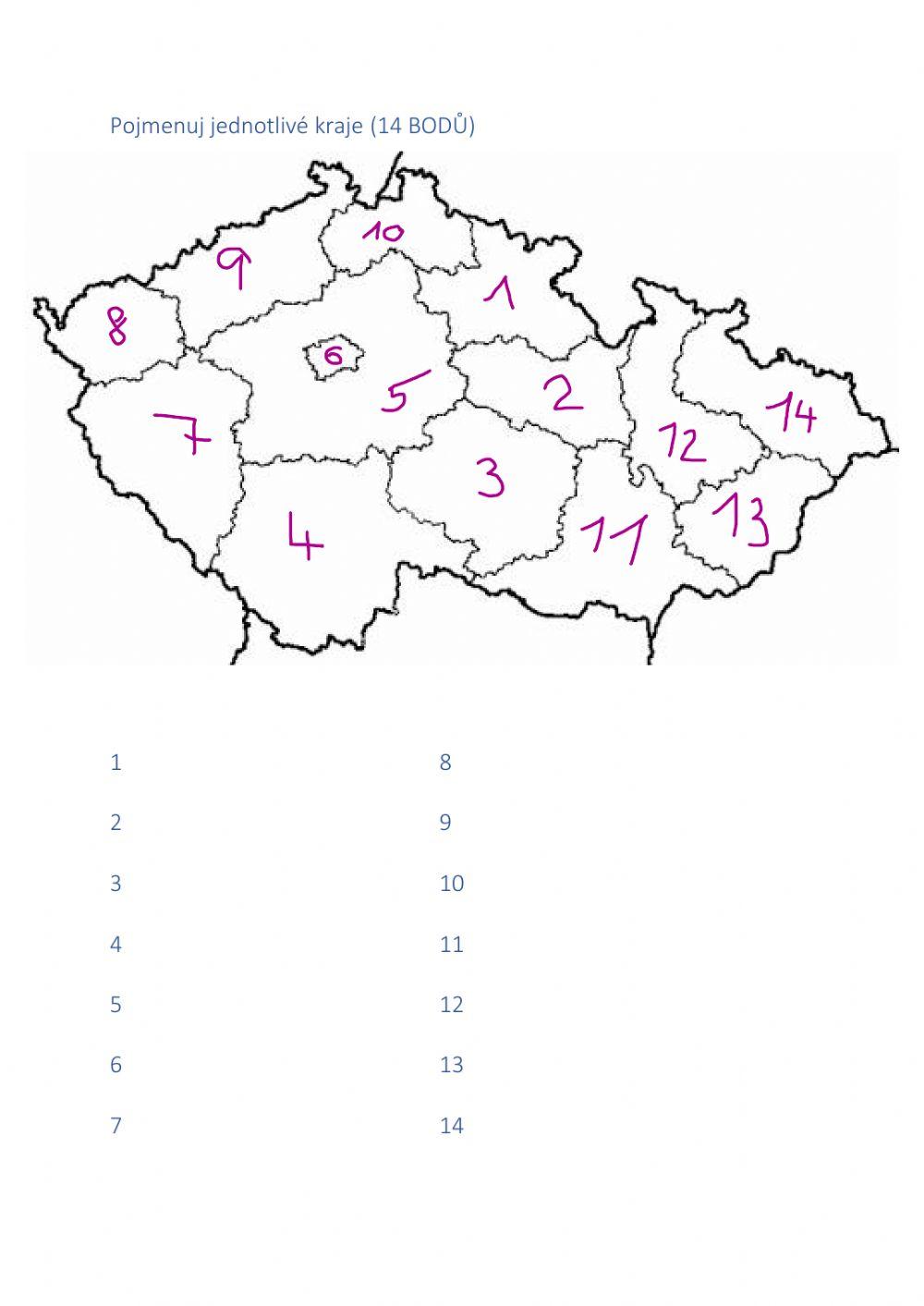 Kraje ČR test 2