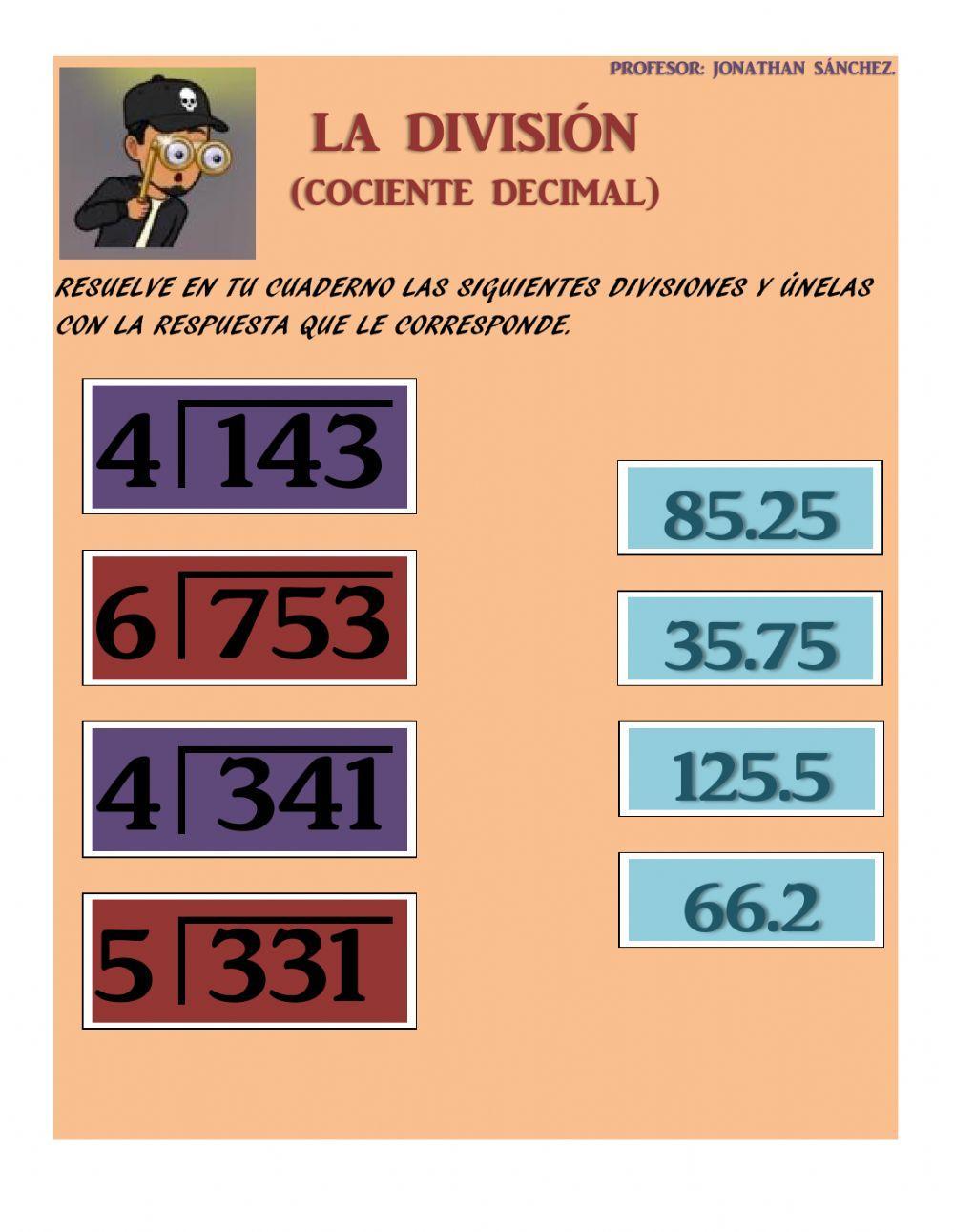 División (Cociente decimal)