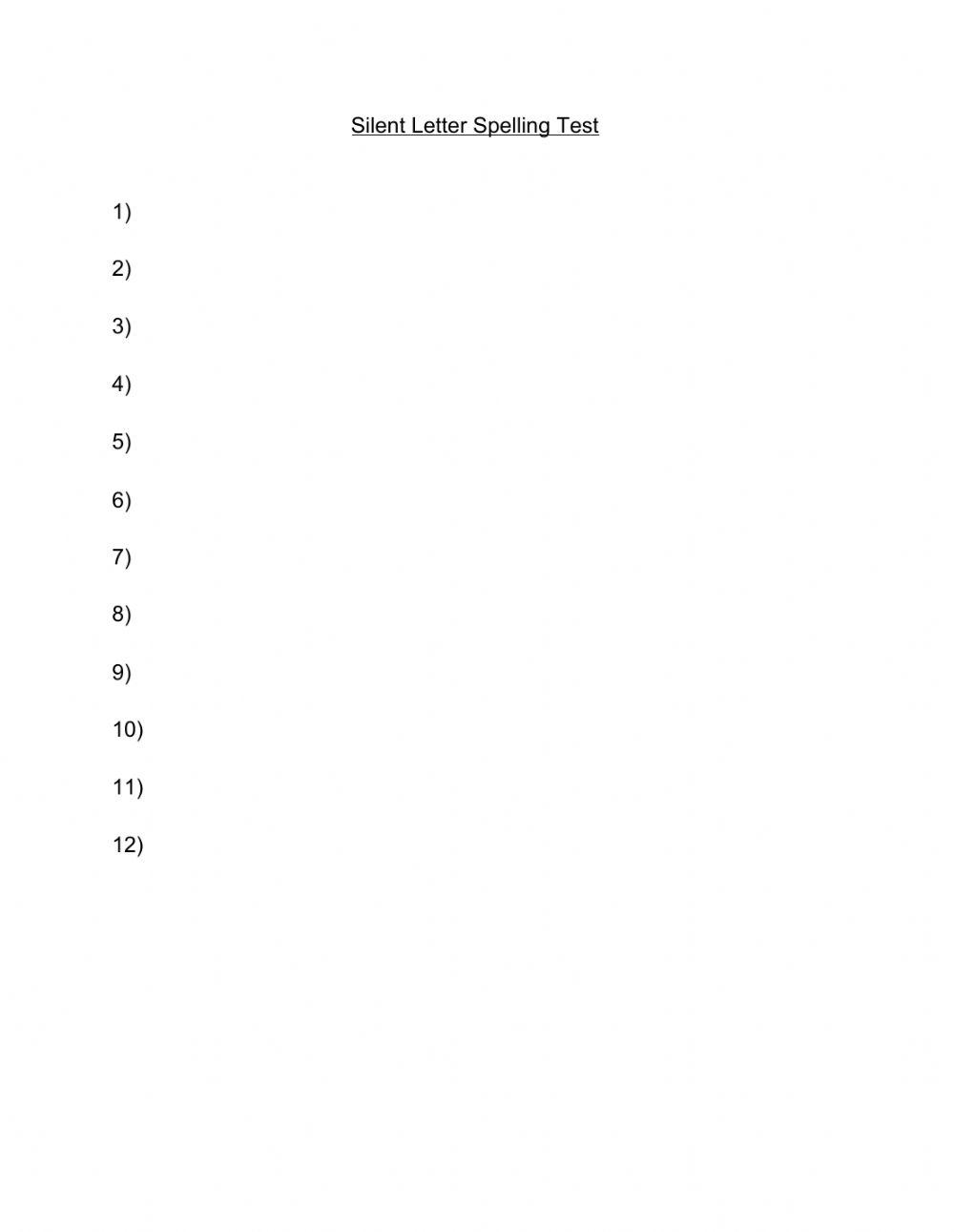 Silent Letter Spelling Test worksheet Live Worksheets