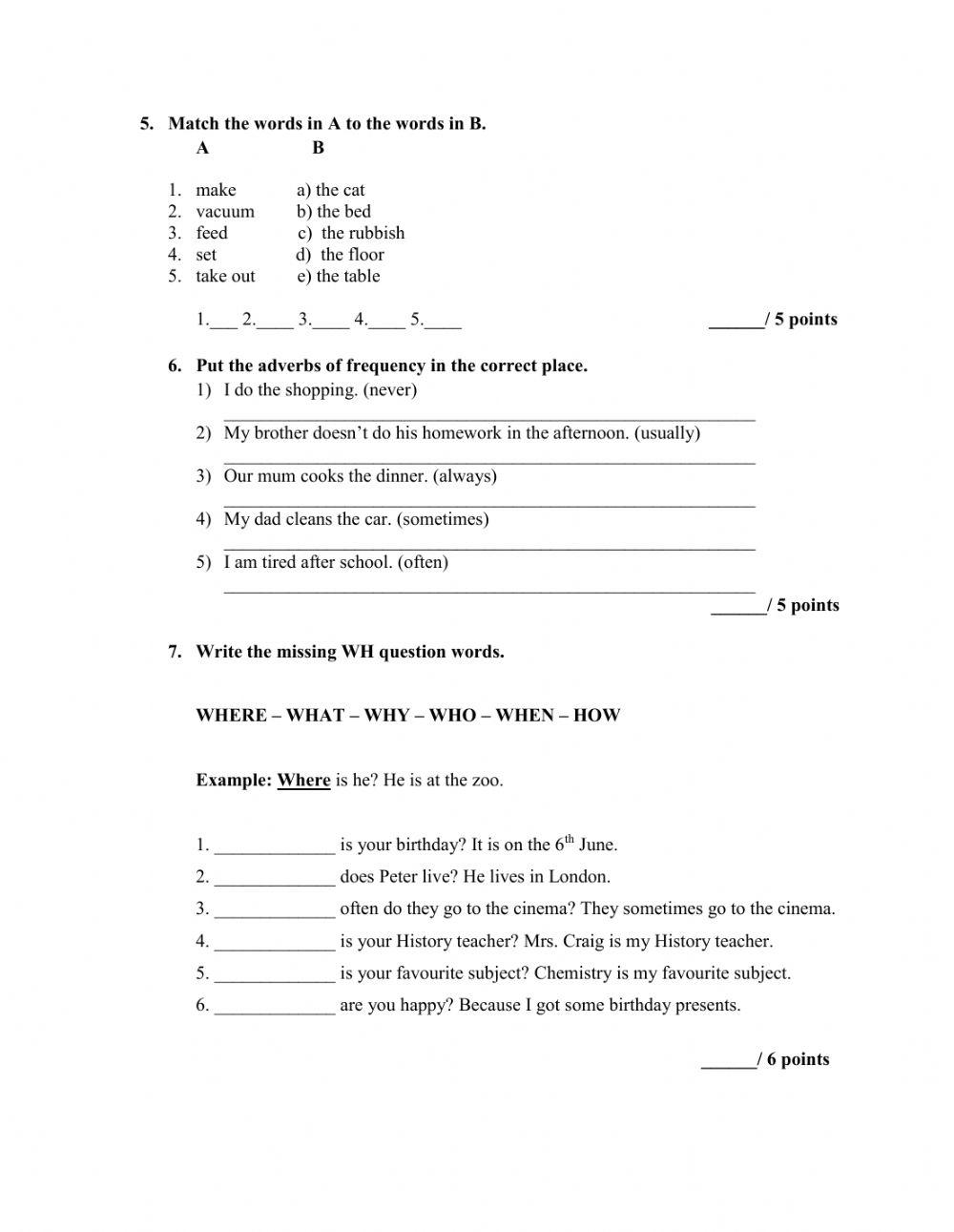 Project 1 Unit 1 SAMPLE TEST